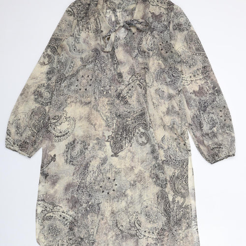 Dorothy Perkins Womens Beige Geometric Polyester A-Line Size 16 Round Neck Pullover