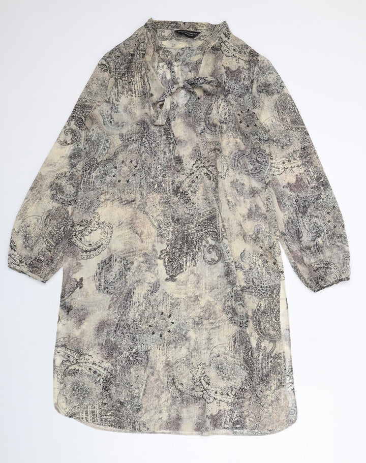 Dorothy Perkins Womens Beige Geometric Polyester A-Line Size 16 Round Neck Pullover