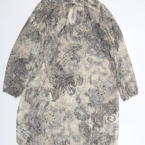Dorothy Perkins Womens Beige Geometric Polyester A-Line Size 16 Round Neck Pullover