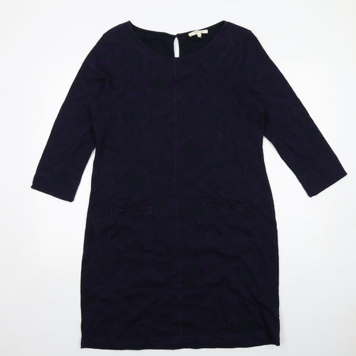 White Stuff Womens Purple Cotton A-Line Size 16 Round Neck Button