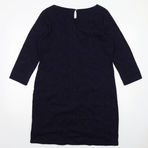 White Stuff Womens Purple Cotton A-Line Size 16 Round Neck Button