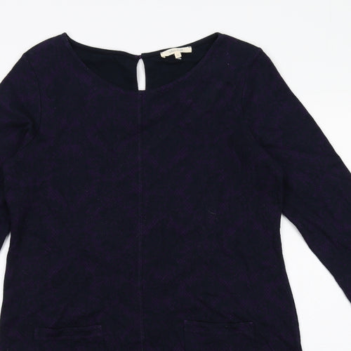 White Stuff Womens Purple Cotton A-Line Size 16 Round Neck Button