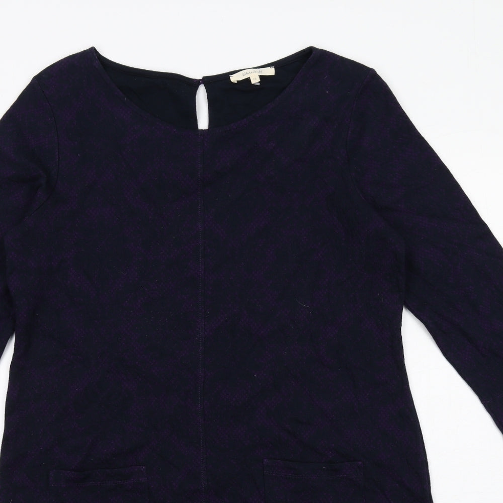 White Stuff Womens Purple Cotton A-Line Size 16 Round Neck Button
