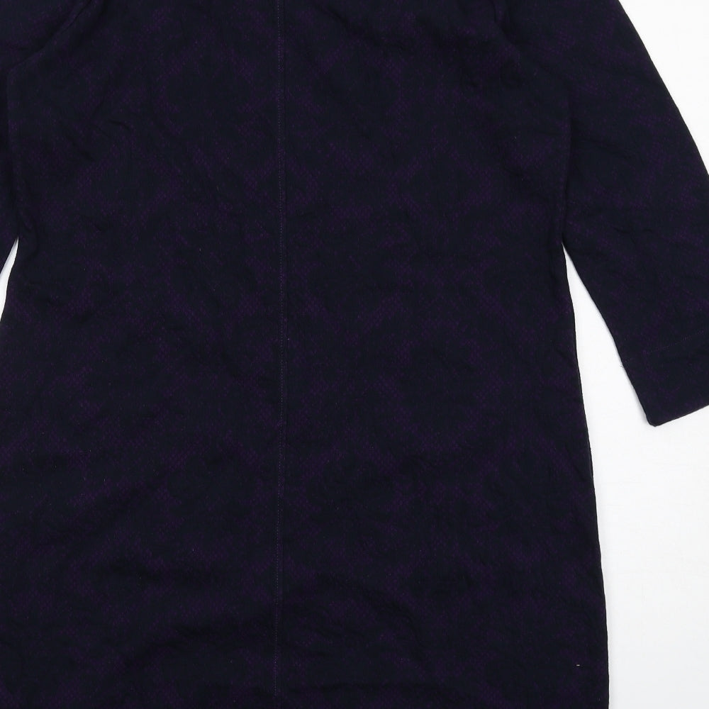 White Stuff Womens Purple Cotton A-Line Size 16 Round Neck Button