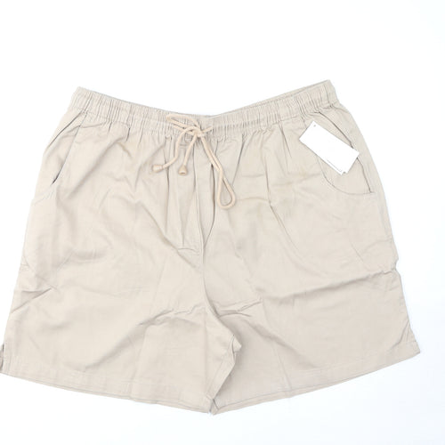 Classics Womens Beige Cotton Basic Shorts Size 24 L7 in Regular Drawstring