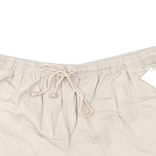 Classics Womens Beige Cotton Basic Shorts Size 24 L7 in Regular Drawstring