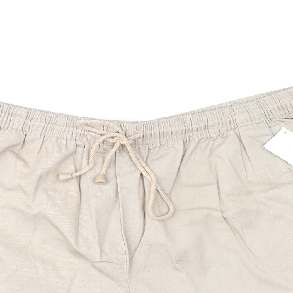 Classics Womens Beige Cotton Basic Shorts Size 24 L7 in Regular Drawstring
