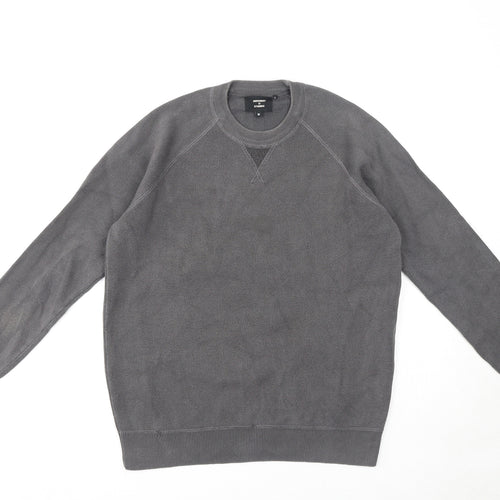 Superdry Mens Grey Round Neck Cotton Pullover Jumper Size M Long Sleeve