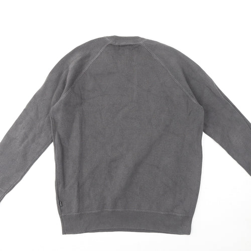 Superdry Mens Grey Round Neck Cotton Pullover Jumper Size M Long Sleeve