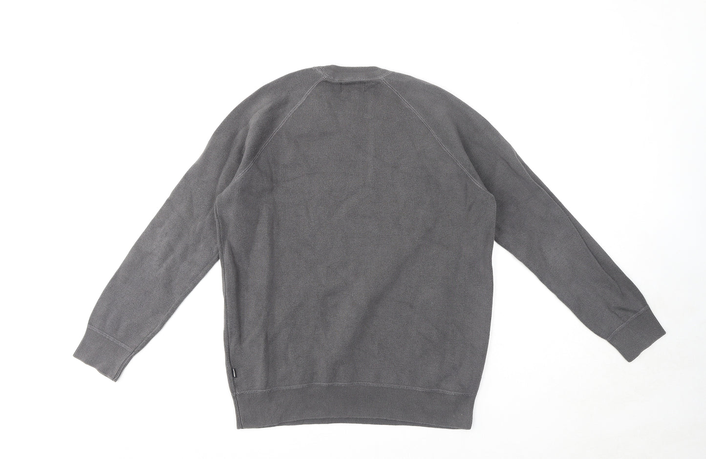 Superdry Mens Grey Round Neck Cotton Pullover Jumper Size M Long Sleeve