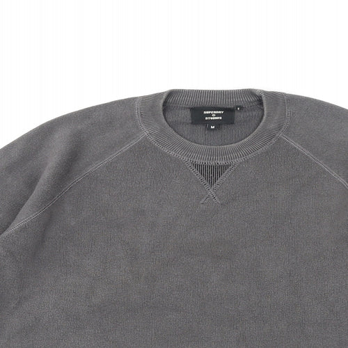 Superdry Mens Grey Round Neck Cotton Pullover Jumper Size M Long Sleeve