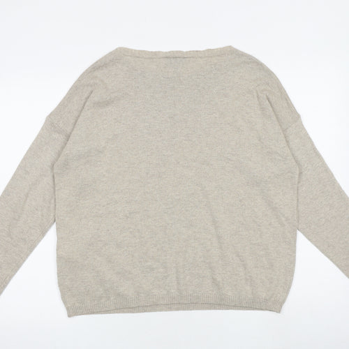 Andamio Womens Beige Round Neck Acrylic Pullover Jumper Size 14