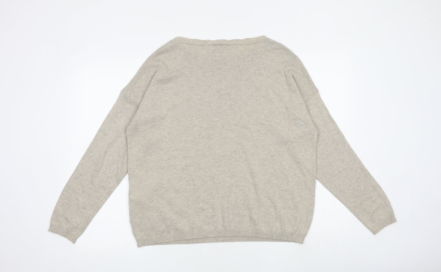 Andamio Womens Beige Round Neck Acrylic Pullover Jumper Size 14