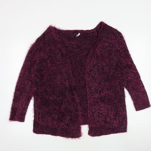 H&M Womens Purple V-Neck Acrylic Cardigan Jumper Size S