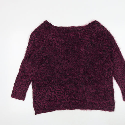 H&M Womens Purple V-Neck Acrylic Cardigan Jumper Size S