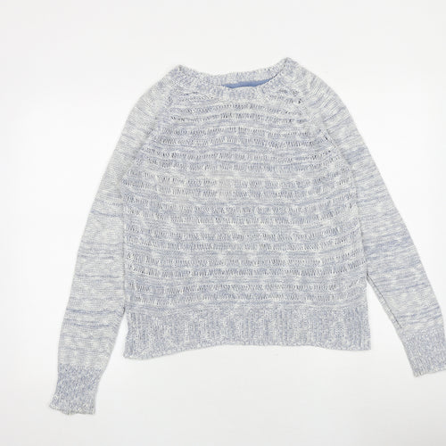 Red Herring Womens Blue Round Neck Acrylic Pullover Jumper Size 12