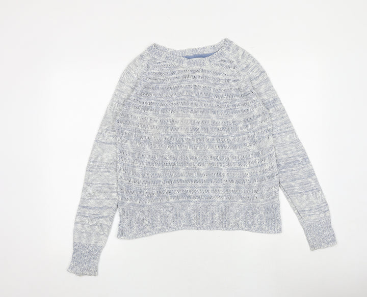Red Herring Womens Blue Round Neck Acrylic Pullover Jumper Size 12