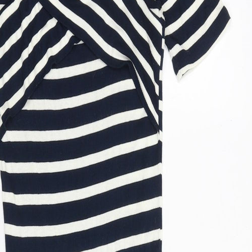 Oasis Womens Blue Striped Viscose Bodycon Size M V-Neck Pullover