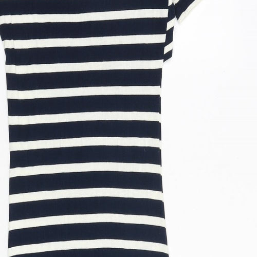 Oasis Womens Blue Striped Viscose Bodycon Size M V-Neck Pullover