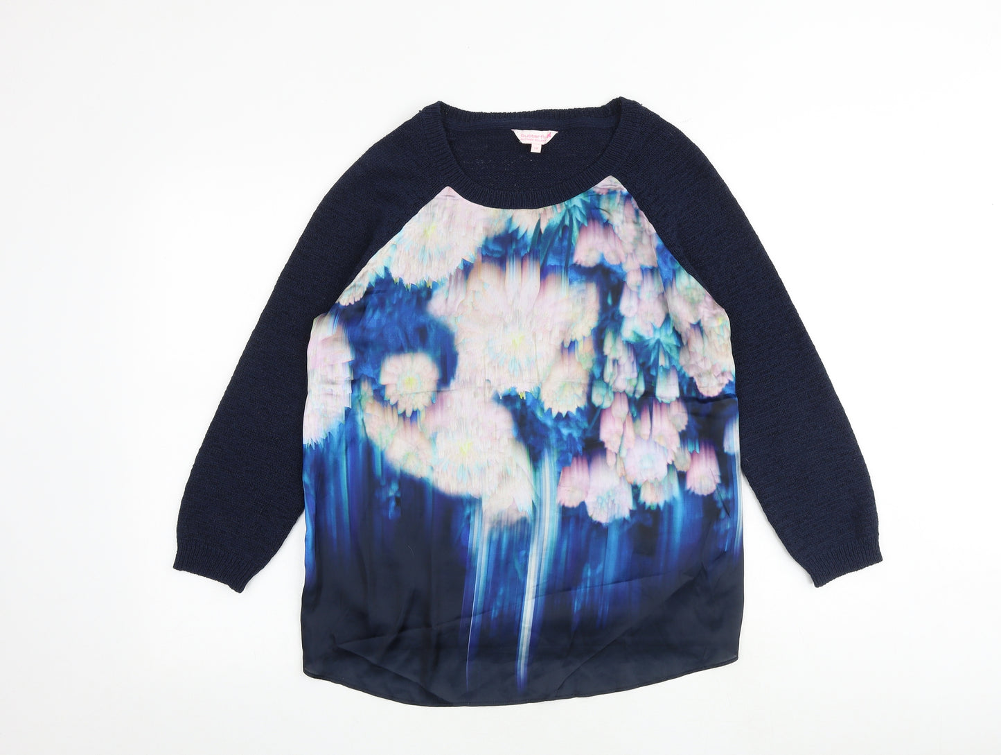 Butterfly Womens Blue Round Neck Polyester Pullover Jumper Size 14