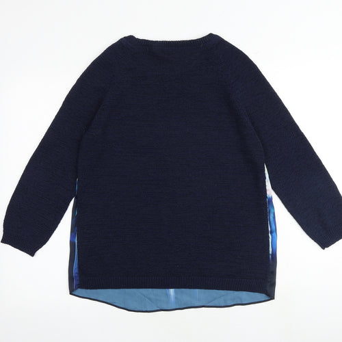 Butterfly Womens Blue Round Neck Polyester Pullover Jumper Size 14
