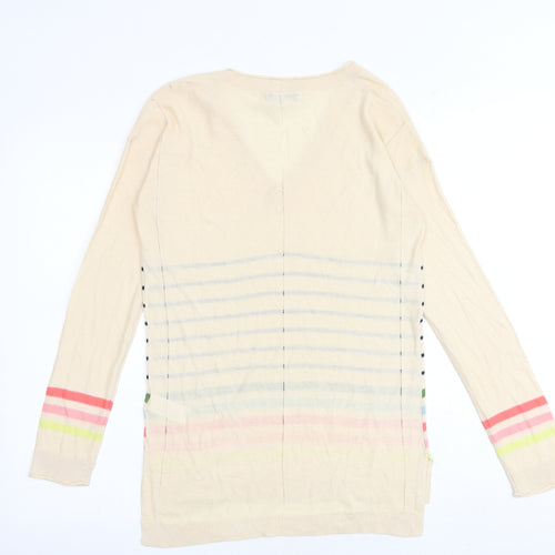 NEXT Womens Multicoloured V-Neck Striped Viscose Pullover Jumper Size 8