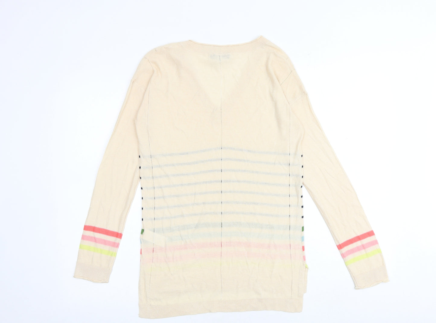 NEXT Womens Multicoloured V-Neck Striped Viscose Pullover Jumper Size 8