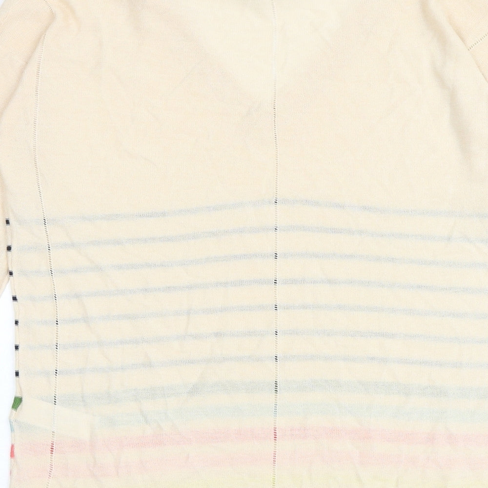 NEXT Womens Multicoloured V-Neck Striped Viscose Pullover Jumper Size 8