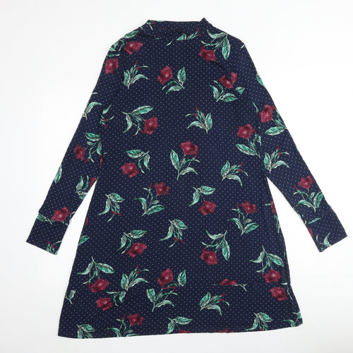 Marks and Spencer Womens Multicoloured Floral Viscose A-Line Size 14 Round Neck Pullover