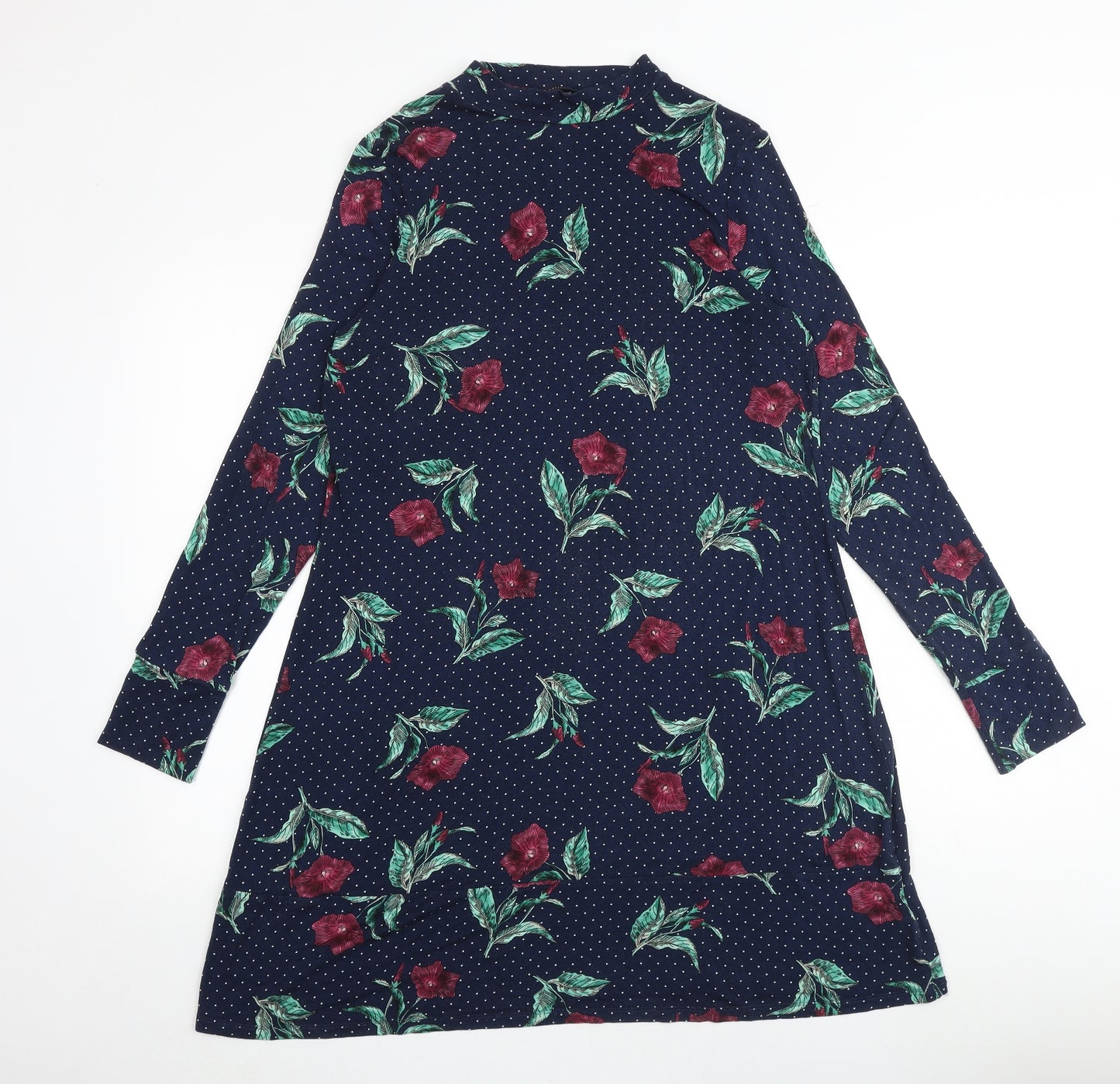 Marks and Spencer Womens Multicoloured Floral Viscose A-Line Size 14 Round Neck Pullover