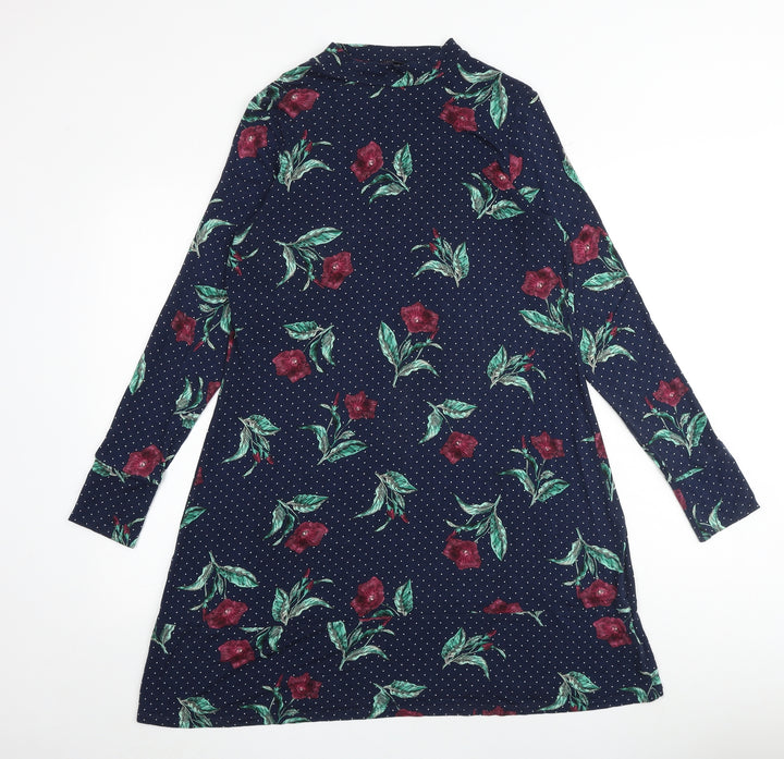 Marks and Spencer Womens Multicoloured Floral Viscose A-Line Size 14 Round Neck Pullover