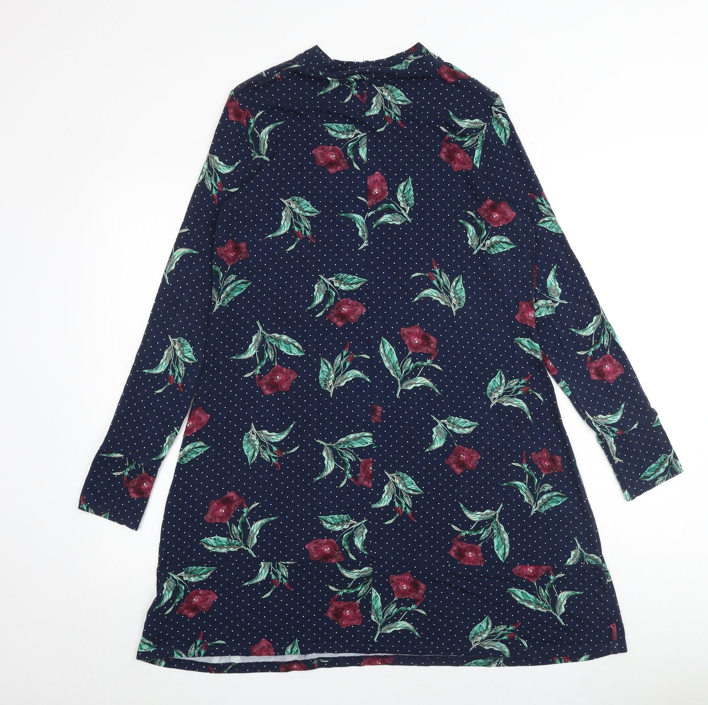 Marks and Spencer Womens Multicoloured Floral Viscose A-Line Size 14 Round Neck Pullover