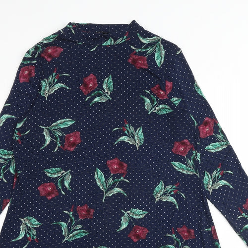 Marks and Spencer Womens Multicoloured Floral Viscose A-Line Size 14 Round Neck Pullover
