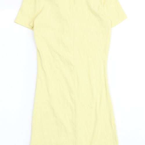 Zara Womens Yellow Polyester Jumpsuit One-Piece Size S Button