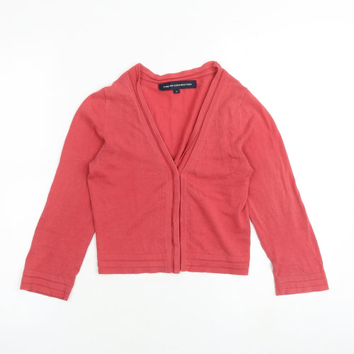 French Connection Womens Pink V-Neck 100% Cotton Cardigan Jumper Size XS
