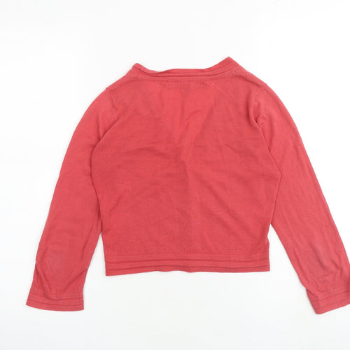 French Connection Womens Pink V-Neck 100% Cotton Cardigan Jumper Size XS