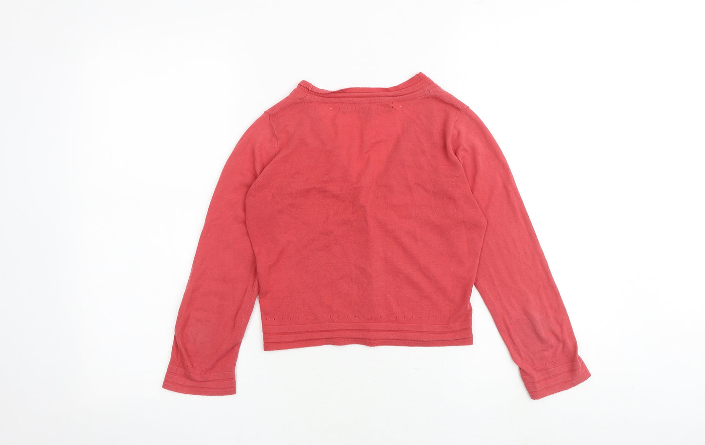 French Connection Womens Pink V-Neck 100% Cotton Cardigan Jumper Size XS