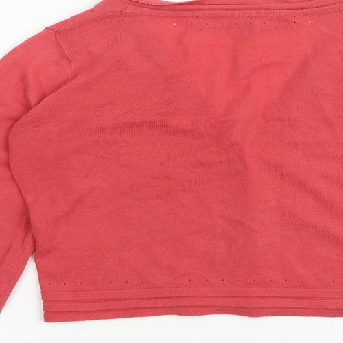 French Connection Womens Pink V-Neck 100% Cotton Cardigan Jumper Size XS