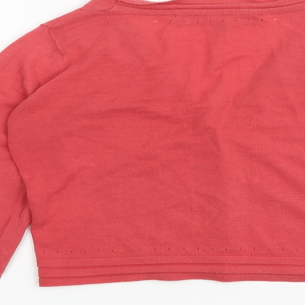 French Connection Womens Pink V-Neck 100% Cotton Cardigan Jumper Size XS