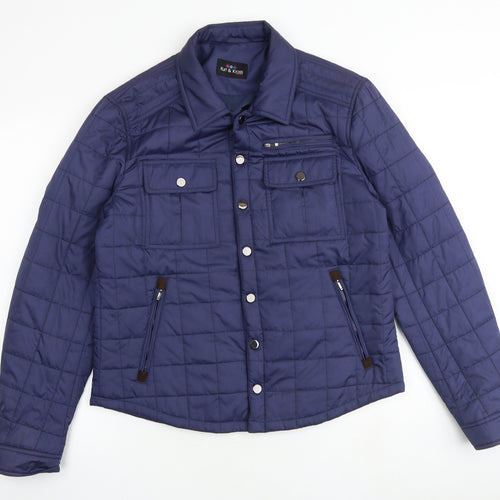 Kurt & Cross Womens Blue Quilted Jacket Size 12 Snap