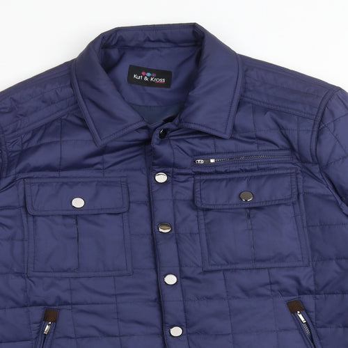 Kurt & Cross Womens Blue Quilted Jacket Size 12 Snap
