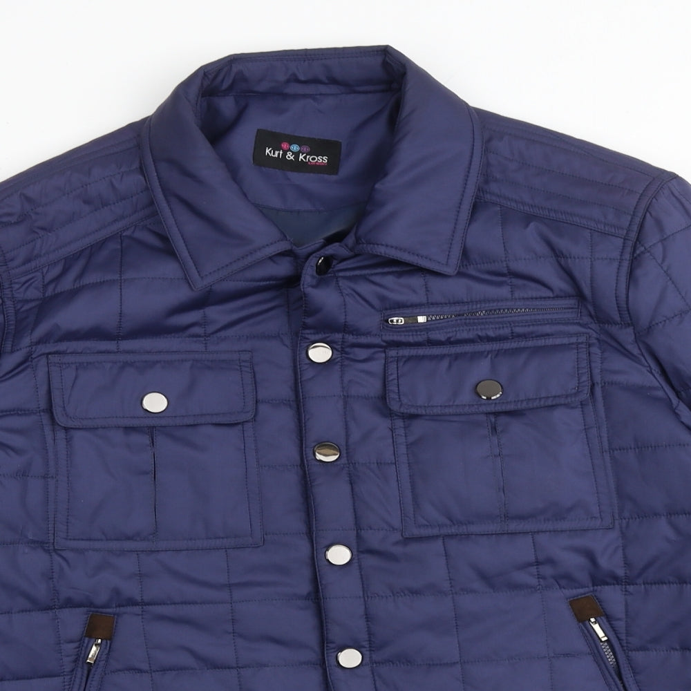 Kurt & Cross Womens Blue Quilted Jacket Size 12 Snap