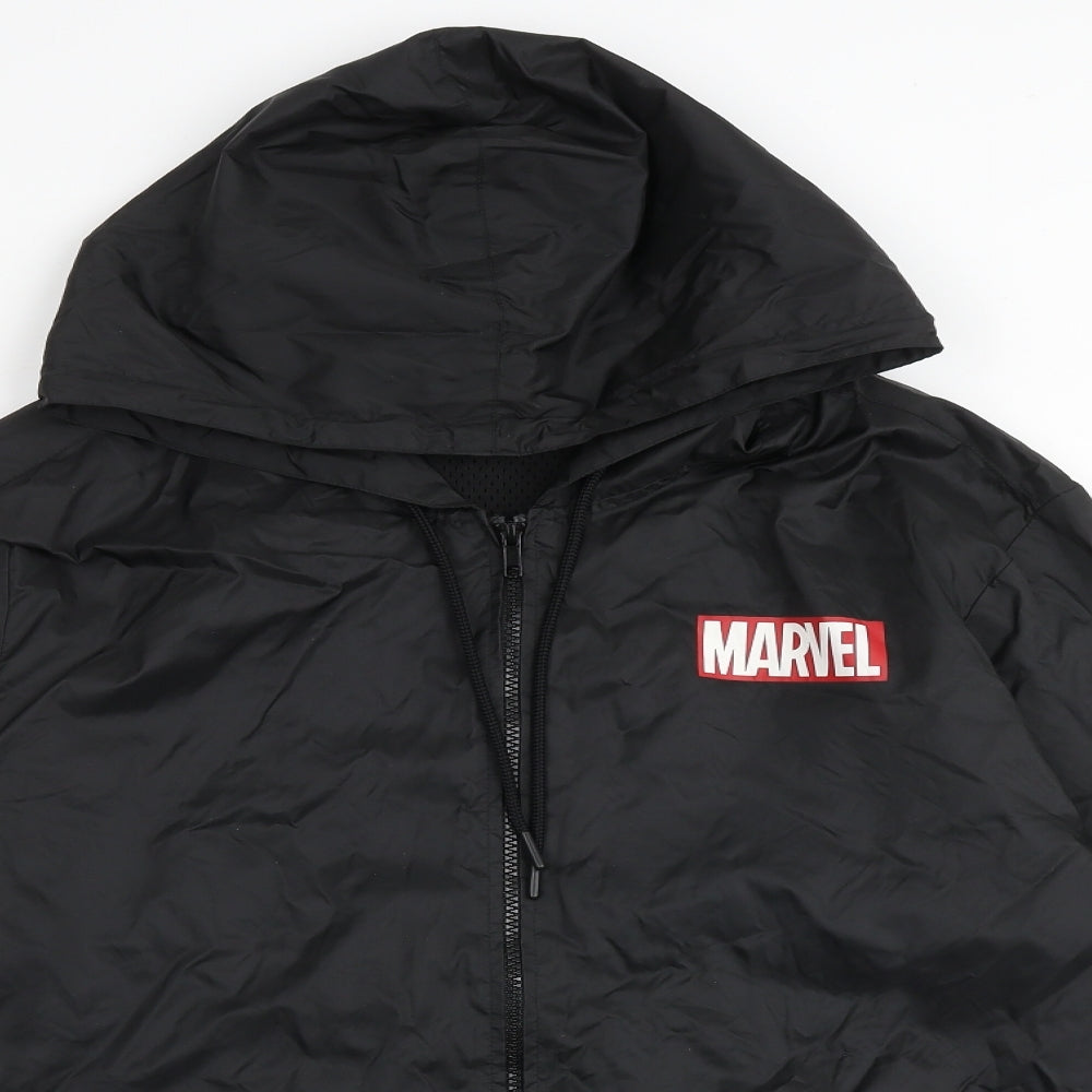 H&M Mens Black Jacket Size M Zip - Marvel