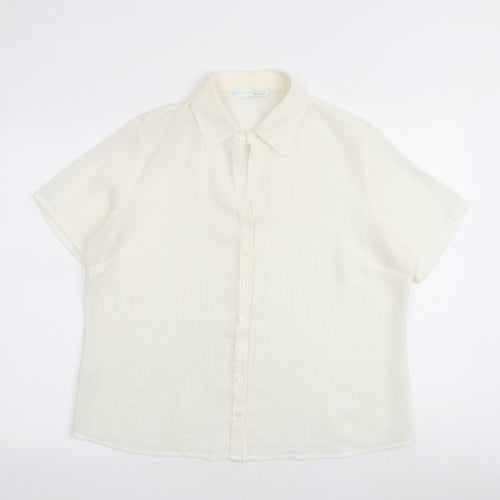 AMARANTO Womens Ivory Polyester Basic Button-Up Size 18 Collared