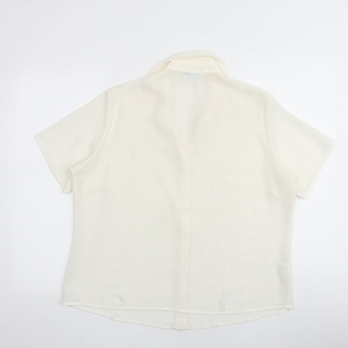 AMARANTO Womens Ivory Polyester Basic Button-Up Size 18 Collared