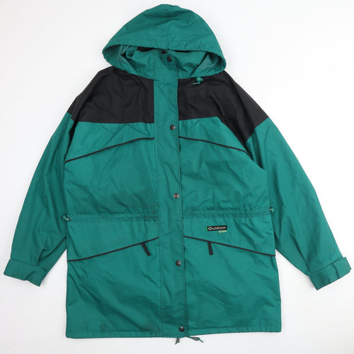 Outdoor Scene Mens Green Windbreaker Jacket Size XL Zip