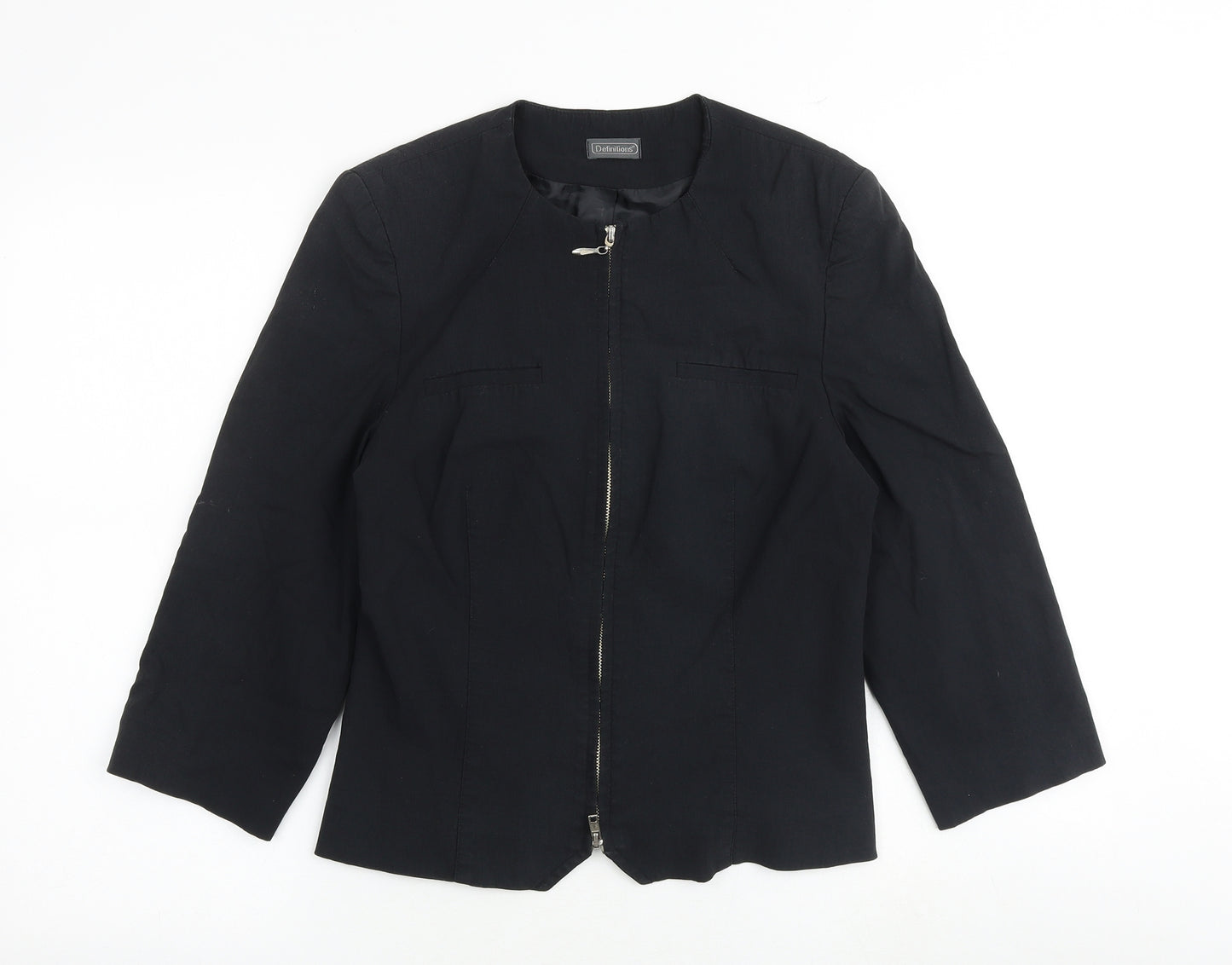 Definitions Womens Black Jacket Blazer Size 10 Zip