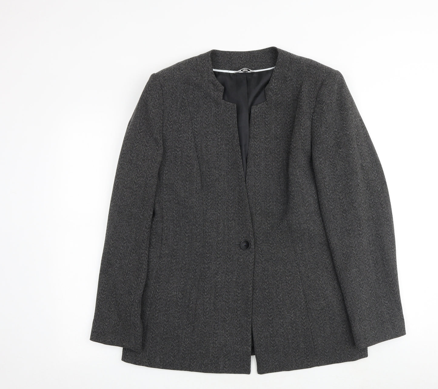 Klass Womens Grey Geometric Jacket Blazer Size 14 Button