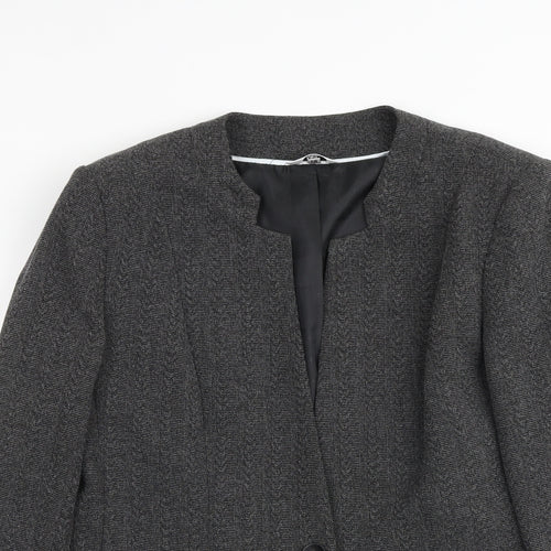 Klass Womens Grey Geometric Jacket Blazer Size 14 Button