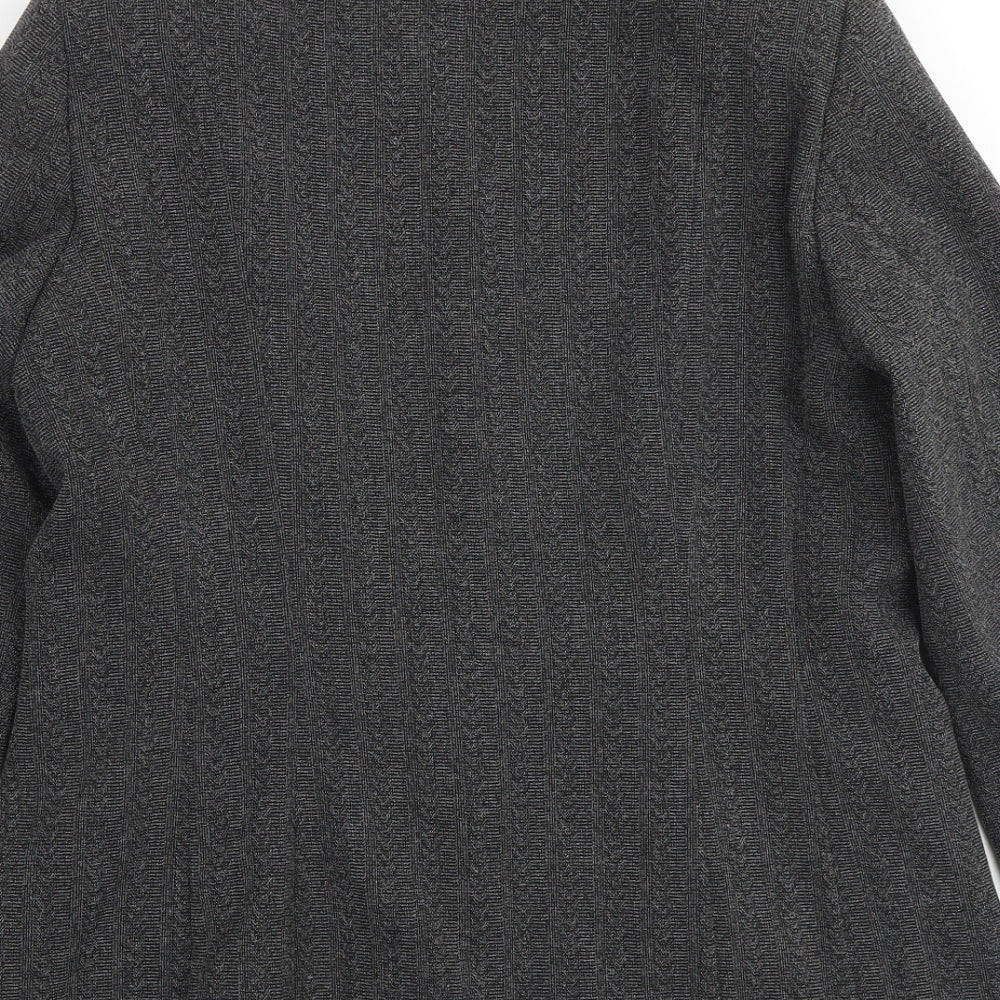 Klass Womens Grey Geometric Jacket Blazer Size 14 Button